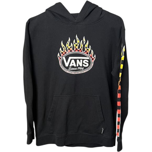 Vans Flame Checkerboard Hoodie Black Sweatshirt - XL - Picture 1 of 9